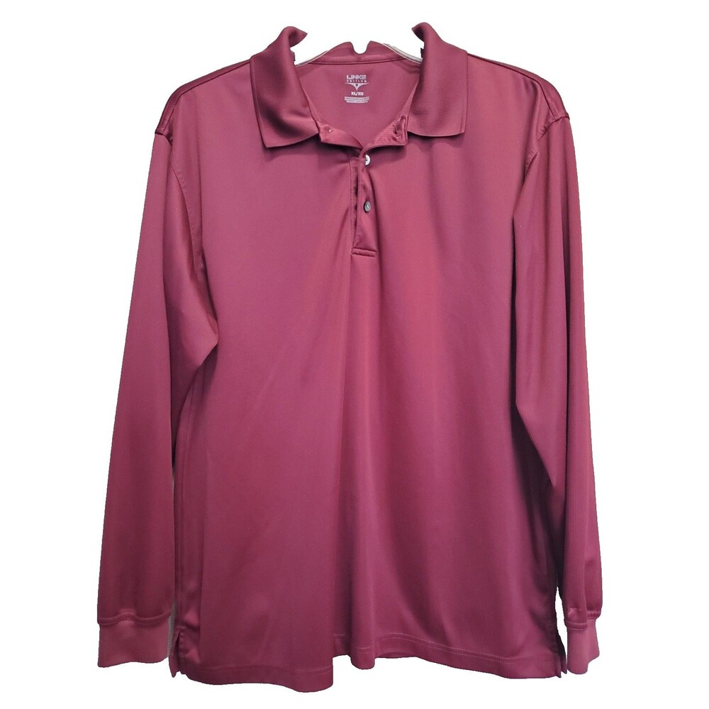 Links Edition Men's Maroon Long Sleeve Golf Polo Shirt Size XL